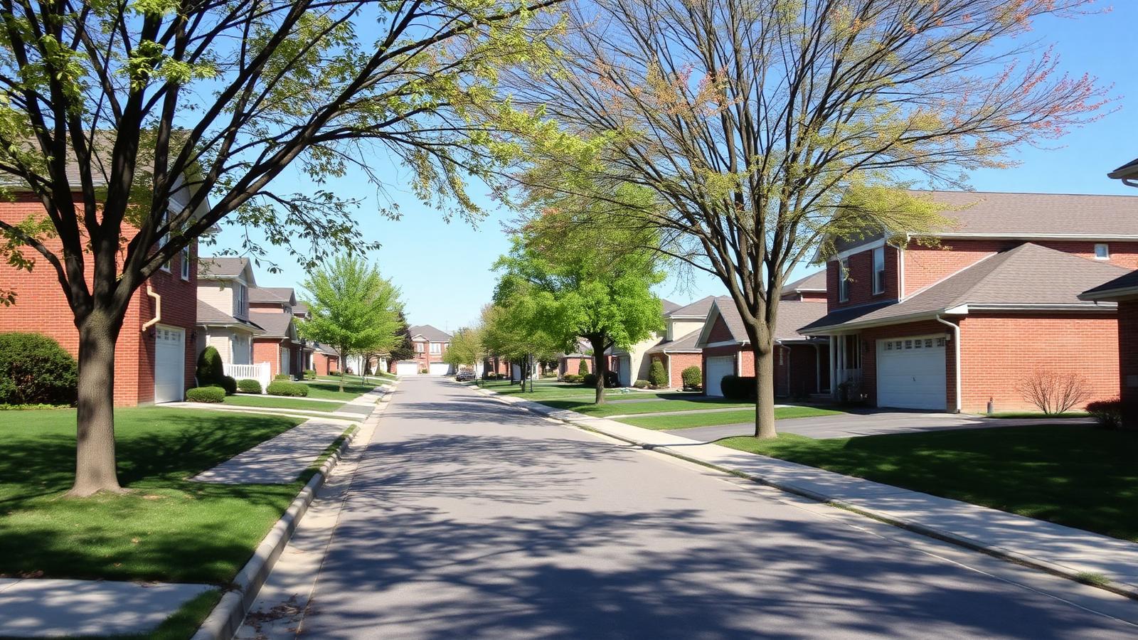 Sonoma Heights residential street in Vaughan, Ontario, with two-storey detached homes and attached garages